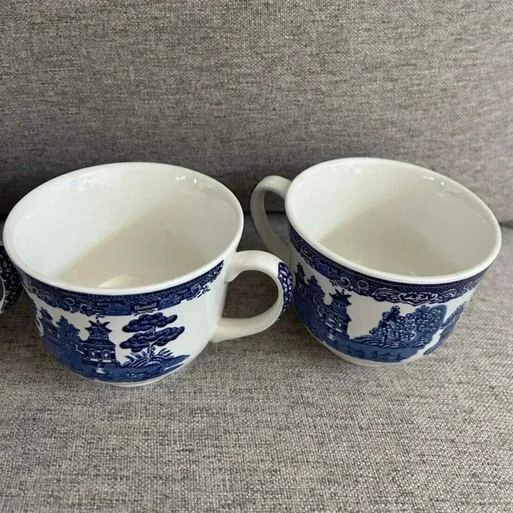 Vintage Set of 4 Blue & White - Blue Willow Coffee Cups Mugs Made In England - Picture 5 of 7
